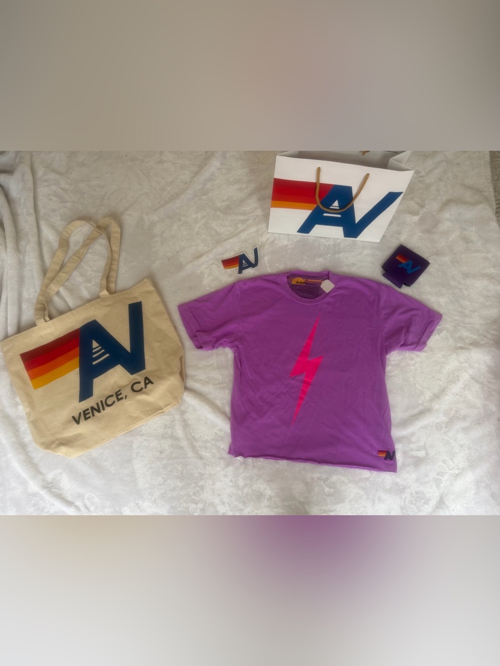 - NWT Aviator Nation   Boyfriend T-Shirt  Small and Tote Bag